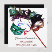 HALLOWEEN MASKERBAL, Zwart wit Kaart (Voorkant / Achterkant)