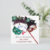 HALLOWEEN MASKERBAL, Zwart wit Kaart (Staand voorkant)