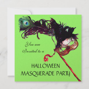 HALLOWEEN MASQUERADE PARTIJ, Black Gold Green Kaart