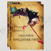 HALLOWEEN MASQUERADE PARTIJ, perkament Kaart (Voorkant / Achterkant)