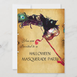 HALLOWEEN MASQUERADE PARTIJ, perkament Kaart