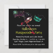HALLOWEEN MASQUERADE PARTIJ, zwart-geel Sinaasappe Kaart (Achterkant)
