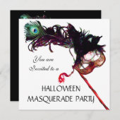 HALLOWEEN MASQUERADE PARTIJ, zwart Kaart (Voorkant / Achterkant)