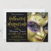 Halloween Masquerade Party met moderne typografie Kaart (Voorkant)