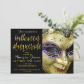 Halloween Masquerade Party met moderne typografie Kaart (Staand voorkant)