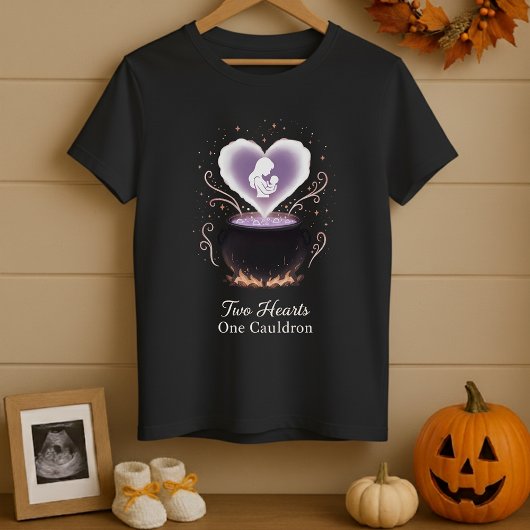 Halloween Maternity Two Hearts One Cauldron  T-shirt