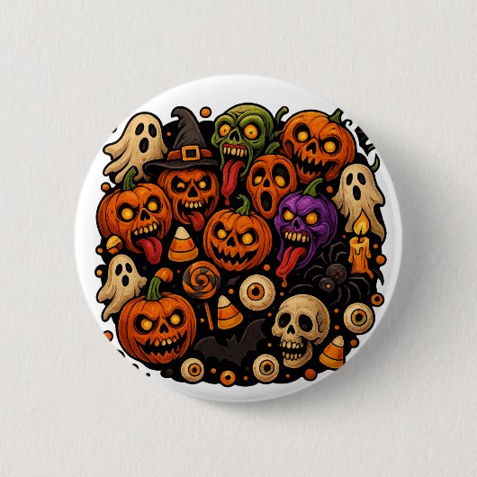 Halloween Mayhem Spooky & Gekke Ronde Button 5,7 Cm (Voorkant)