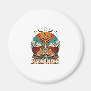 Halloween Mediterende Pompoen Skelet Retro Zon Ba Magneet