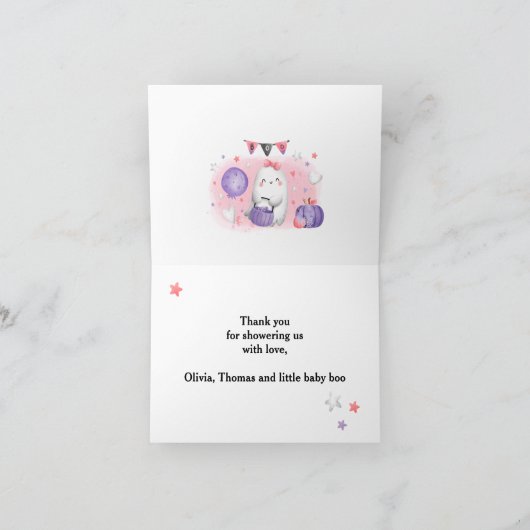 Halloween Meisje Baby shower Roze Dank u Kaart (Binnen)