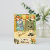 Halloween meisje en jongen Briefkaart (Staand voorkant)