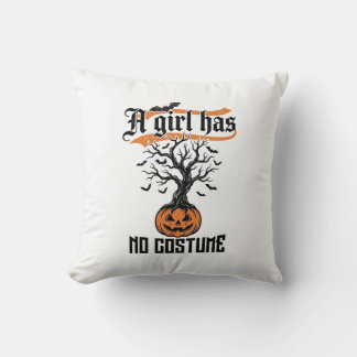 Halloween Meisje Geen Kostuum Vintage Pompoen_1 Kussen
