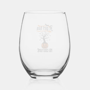 Halloween Meisje Geen Kostuum Vintage Pompoen_1 Wijnglas Zonder Voet