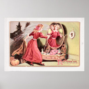 Halloween meisje in rode jurk Poster