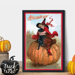 halloween meisje met heks Pet en zwarte kat Tissuepapier