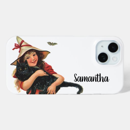  halloween, meisje met zwarte kat Case-Mate iPhone case (Achterkant (horizontaal))
