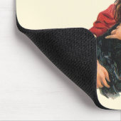 halloween, meisje met zwarte kat muismat (Hoek)