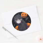Halloween meisje ronde sticker (Envelop)