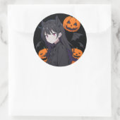 Halloween meisje ronde sticker (Tas)