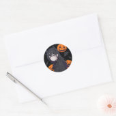 Halloween meisje ronde sticker (Envelop)
