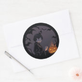Halloween meisje ronde sticker (Envelop)
