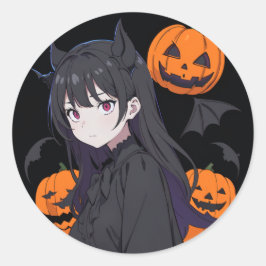 Halloween meisje ronde sticker