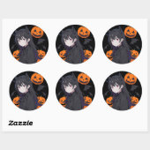 Halloween meisje ronde sticker (Vel)