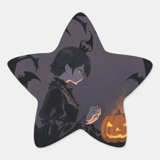 Halloween meisje ster sticker (Voorkant)