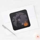 Halloween meisje vierkante sticker (Envelop)