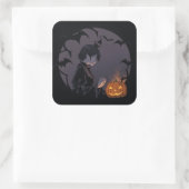 Halloween meisje vierkante sticker (Tas)