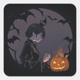 Halloween meisje vierkante sticker