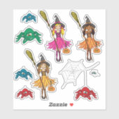 Halloween meisjes en spin grafisch sticker (Vel)