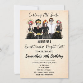 Halloween Meisjes Nacht Uit Dag Van De Doden Verja Kaart