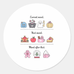 Halloween Meme Huidige Stemming Thanksgiving Kerst Ronde Sticker