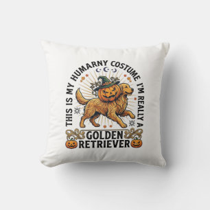 Halloween Mensen Kostuum Golden Retriever Pompoen Kussen