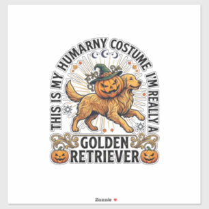 Halloween Mensen Kostuum Golden Retriever Pompoen  Sticker