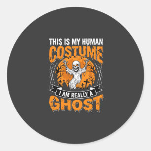 Halloween Mensen Kostuum Spook Skelet Grafisch Ronde Sticker