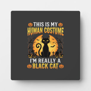 Halloween Mensen Kostuum Zwarte Kat Kerkhof Fotoplaat