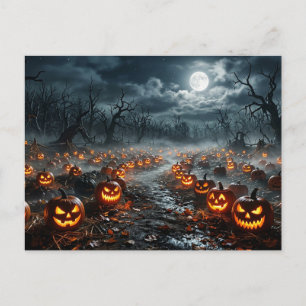 Halloween met griezelige bomen en Jack O Lanterns Briefkaart