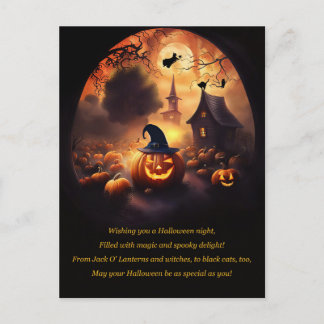 Halloween met Jack O Lantern Witch Schattige Feestdagenkaart