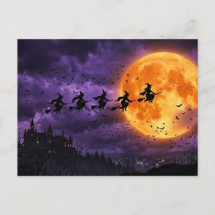 Halloween met Maan en Heks Briefkaart