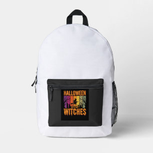 Halloween Met Mijn Heksen Retro Zonsondergang Bedrukte Rugzak