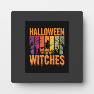 Halloween met mijn heksen Retro zonsondergang Fotoplaat