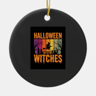Halloween Met Mijn Heksen Retro Zonsondergang Keramisch Ornament