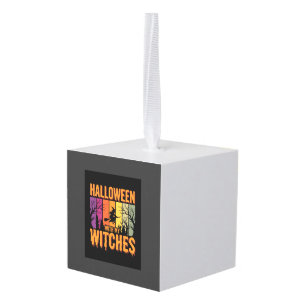 Halloween Met Mijn Heksen Retro Zonsondergang Kubus Ornament