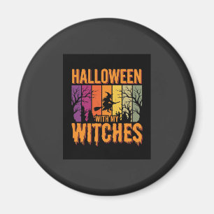 Halloween Met Mijn Heksen Retro Zonsondergang Magneet
