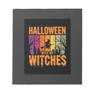 Halloween Met Mijn Heksen Retro Zonsondergang Notitieblok
