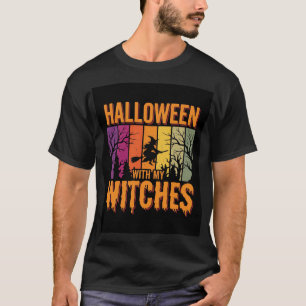 Halloween Met Mijn Heksen Retro Zonsondergang T-shirt