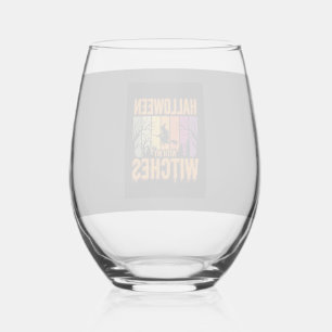Halloween met mijn heksen Retro zonsondergang Wijnglas Zonder Voet