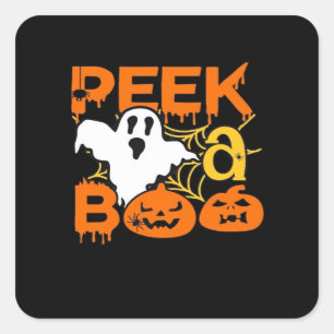Halloween met pompoenen Peekaboo Vierkante Sticker