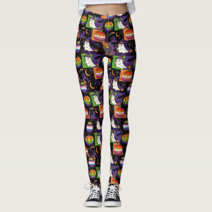 Halloween met Regenboog Geest en Pompoen Pride Leggings